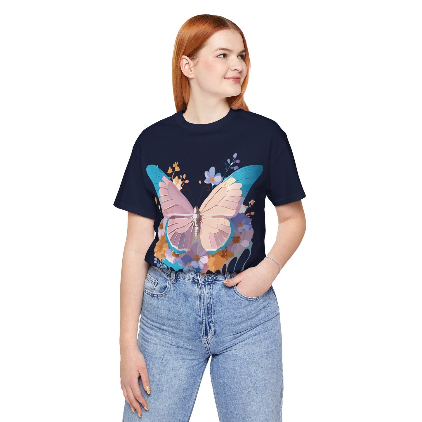 T-shirt en coton naturel avec papillon