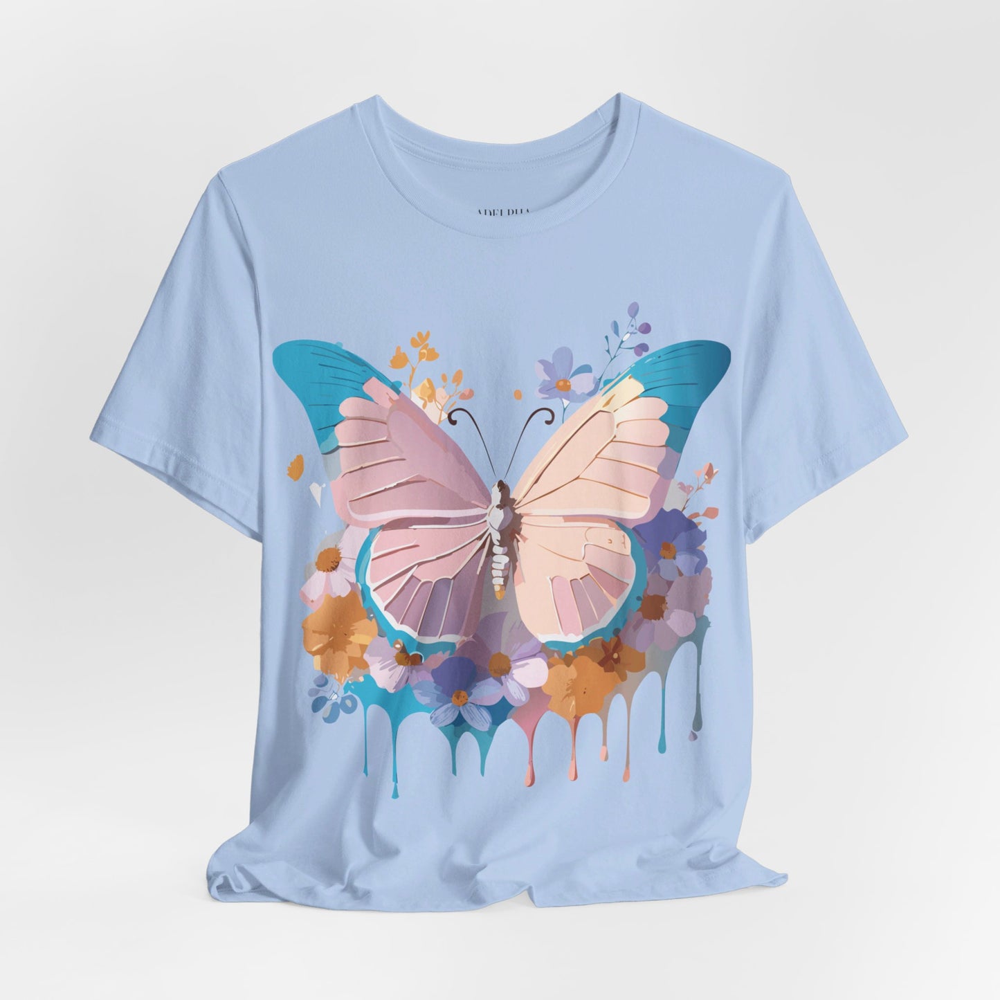 Natural Cotton Tee Shirt with Butterfly