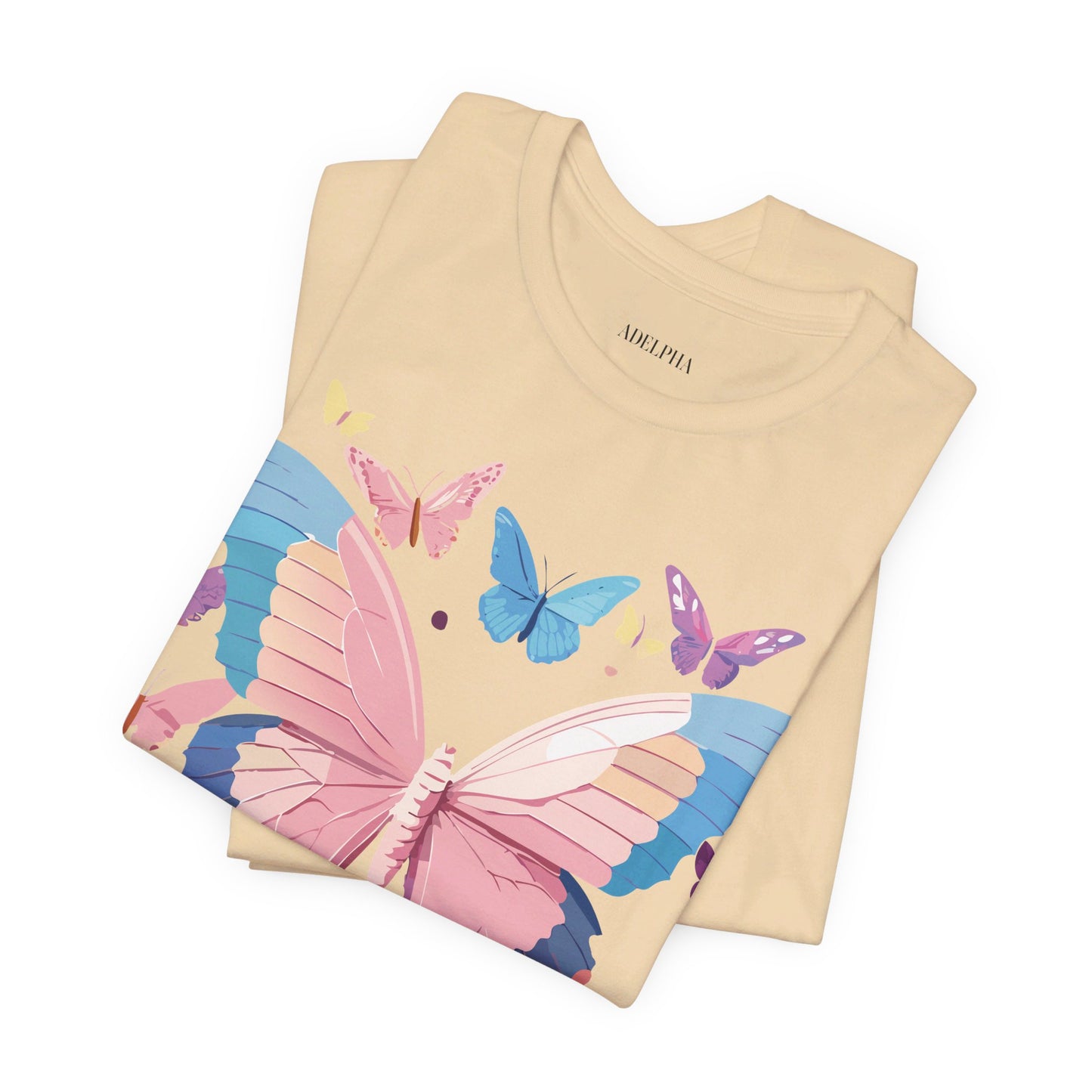 Natural Cotton Tee Shirt with Butterfly