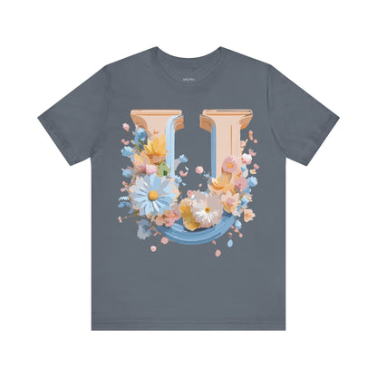Natural Cotton Tee Shirt - Letters Collection - U Printify