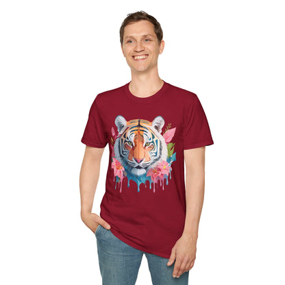Tiger Print Unisex Softstyle T Shirt Short Sleeve Gildan 64000 Tee