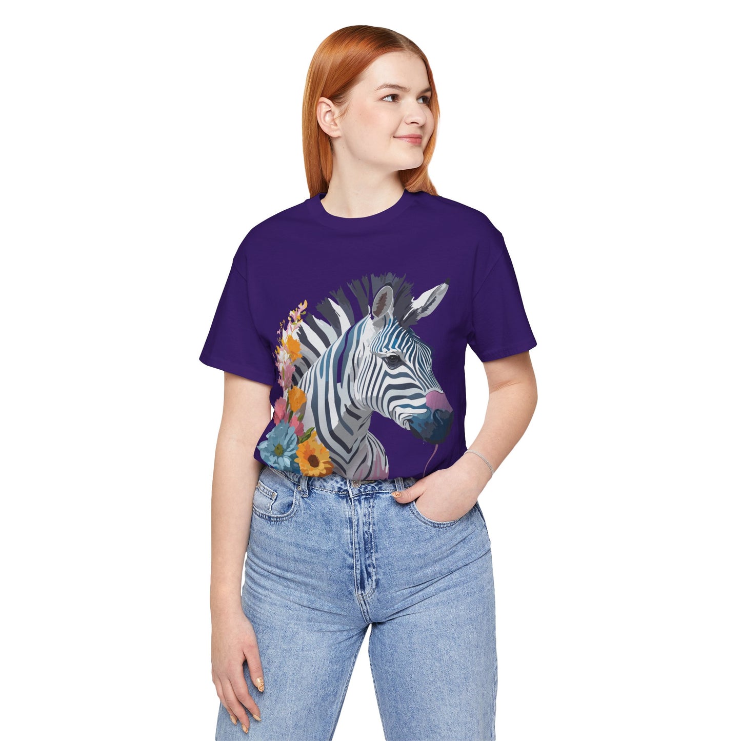 Natural Cotton Tee Shirt with Zebra