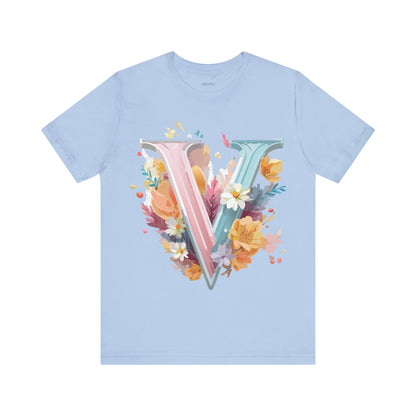 Natural Cotton Tee Shirt - Letters Collection - V Printify