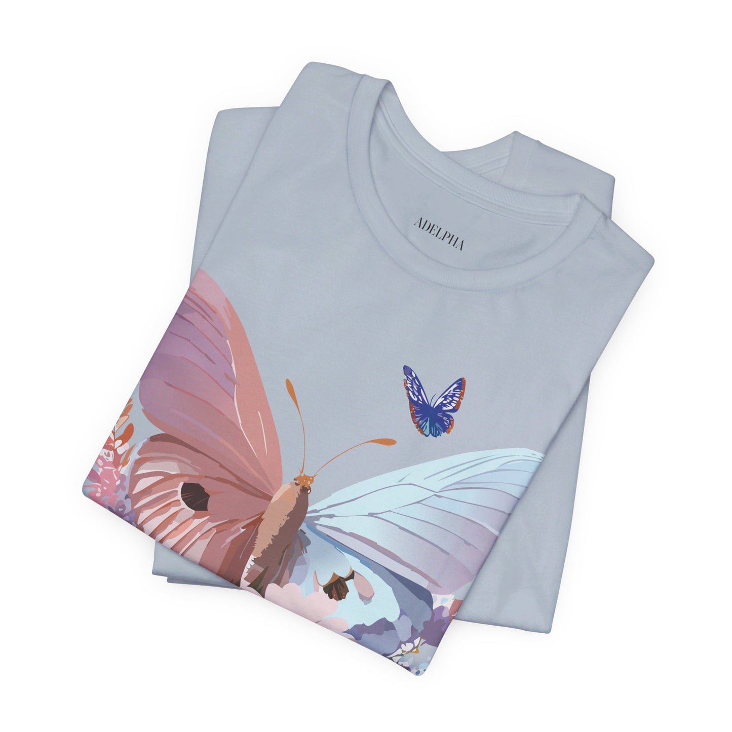 Natural Cotton Tee Shirt with Butterfly