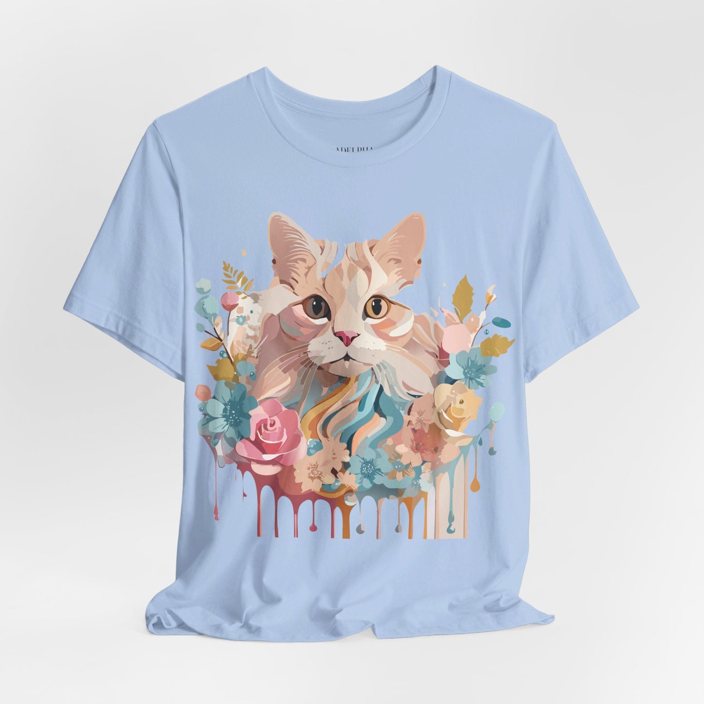 Natural Cotton Tee Shirt with Cat