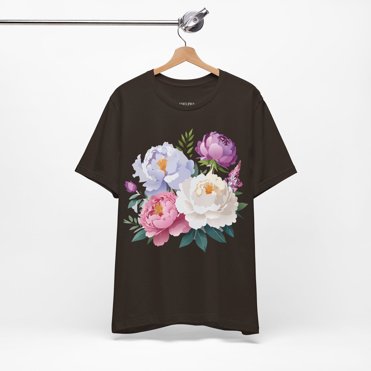 T-shirt en coton naturel avec fleurs