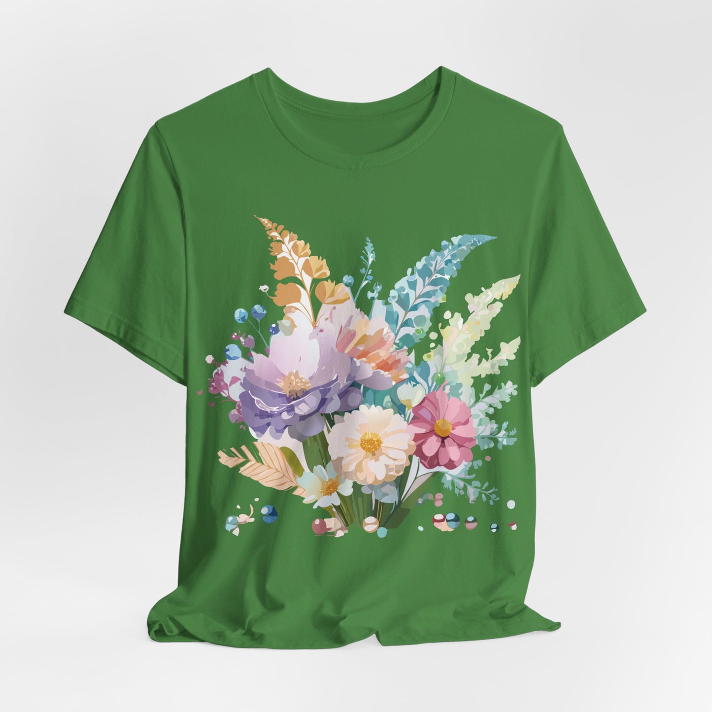 Natural Cotton Tee Shirt with Flowers