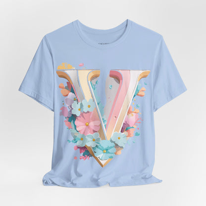 Natural Cotton Tee Shirt - Letters Collection - V Printify