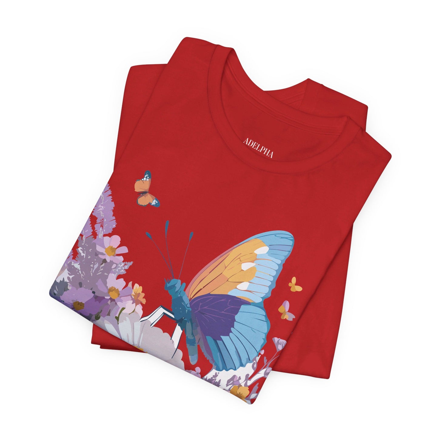 Natural Cotton Tee Shirt with Butterfly