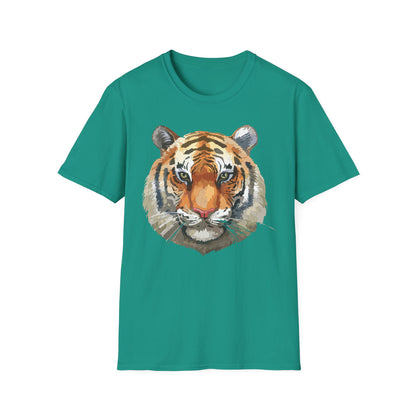 Tiger Print Unisex T Shirt Softstyle 64000 Gildan Ring Spun Cotton Tee