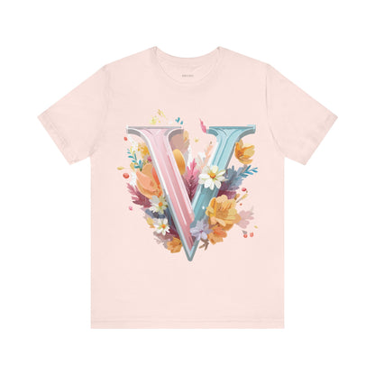 Natural Cotton Tee Shirt - Letters Collection - V Printify