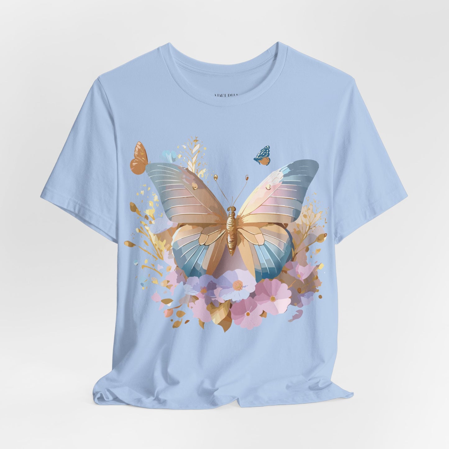 Natural Cotton Tee Shirt with Butterfly