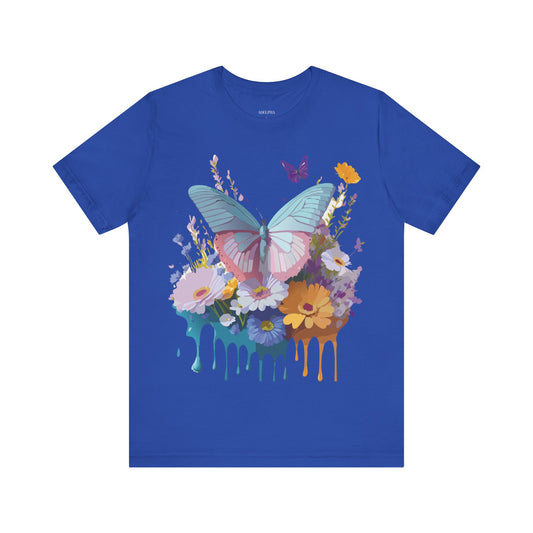 Natural Cotton Tee Shirt with Butterfly