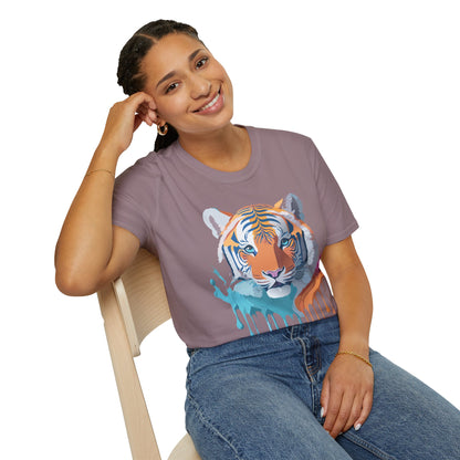 Tiger Print Shirt Unisex Softstyle Tee 100 Percent Ring Spun Cotton