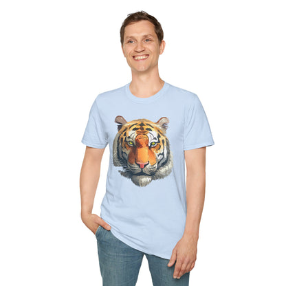 Tiger Print T Shirt Unisex Animal Tee 100 Percent Cotton Softstyle Gildan 64000
