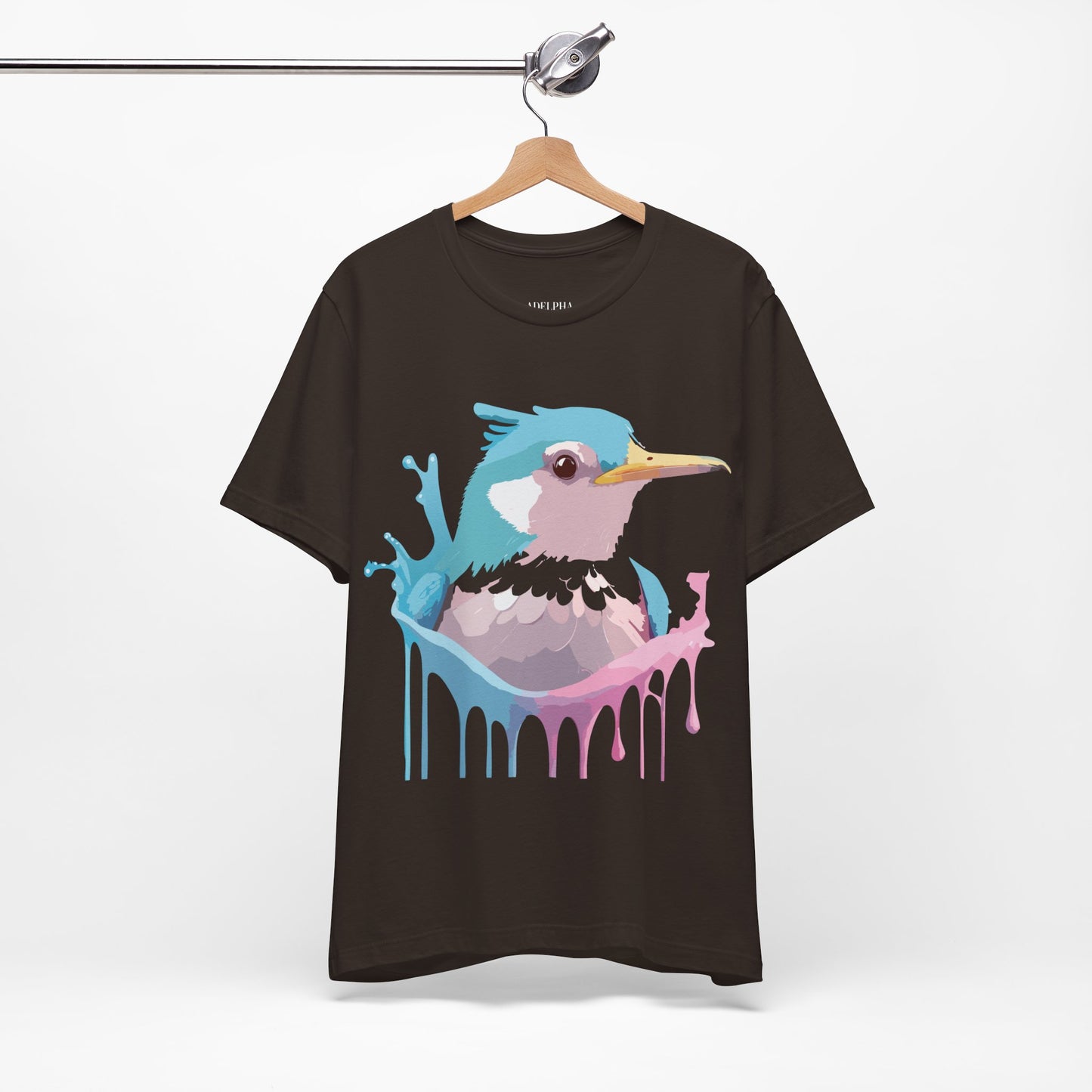 Natural Cotton Tee Shirt with Bird