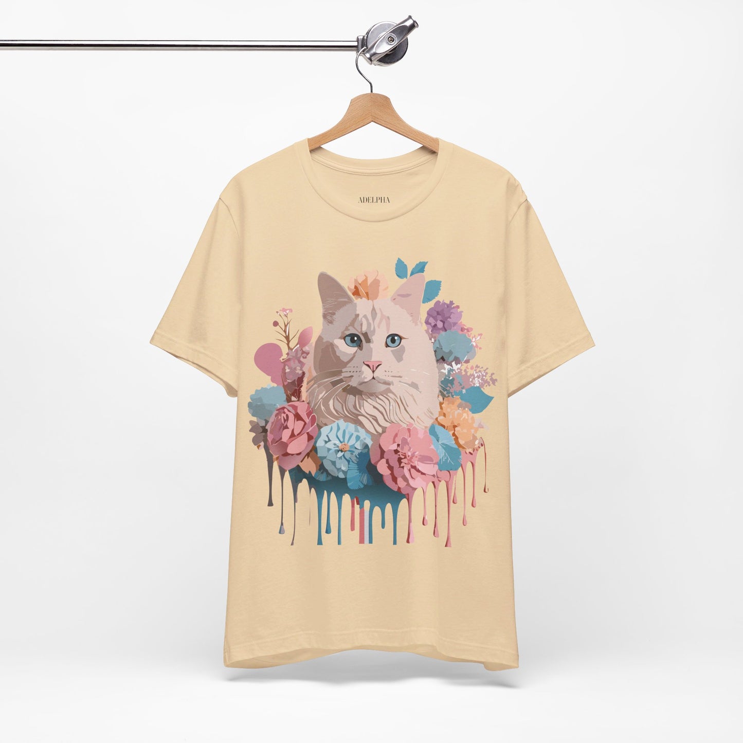 Natural Cotton Tee Shirt with Cat