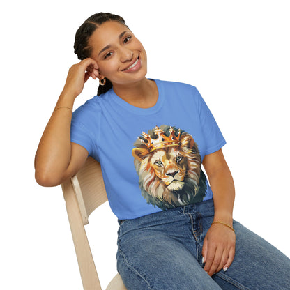 Unisex Lion Print T Shirt Softstyle 64000 One Hundred Percent Ring Spun Cotton