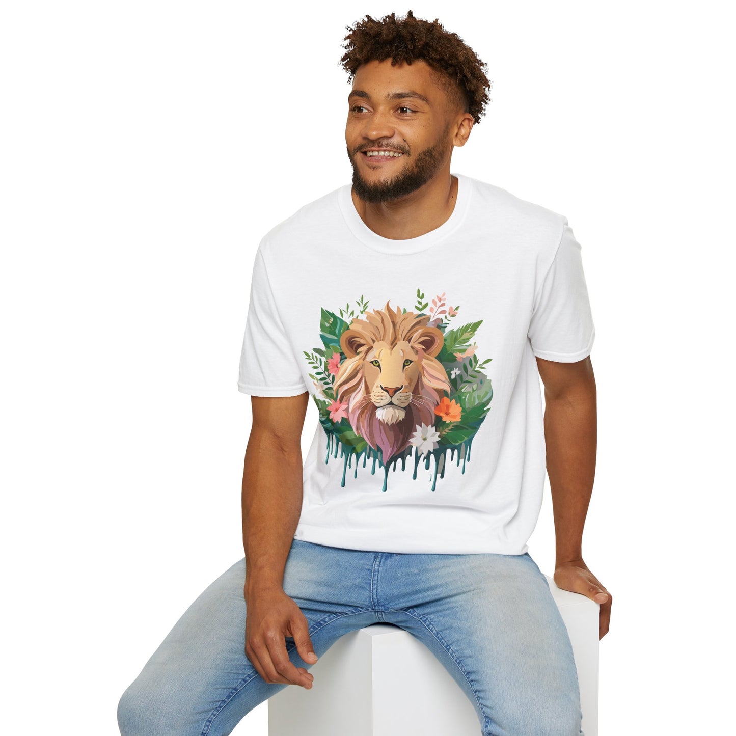 Lion Shirt, Shirt with Lion, Floral Lion Tee, Shirt with Animals