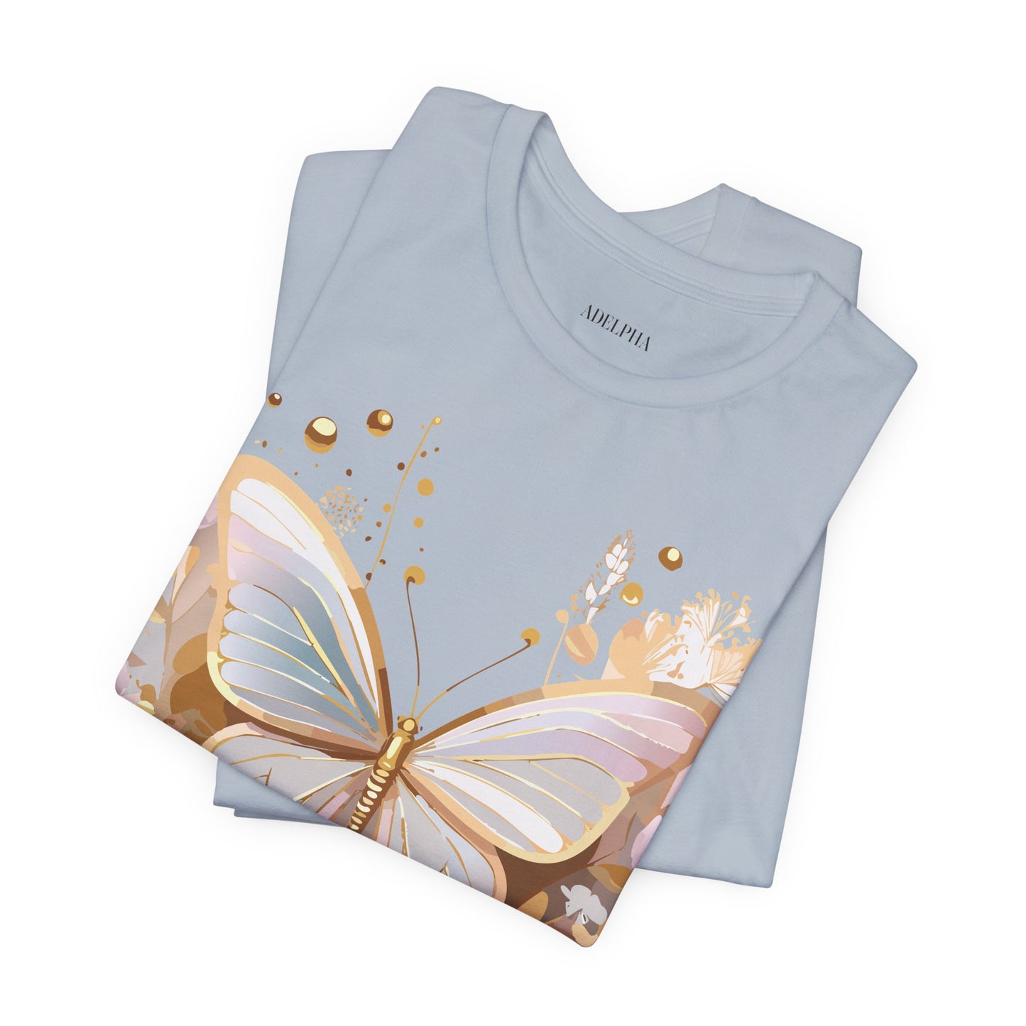 Natural Cotton Tee Shirt with Butterfly