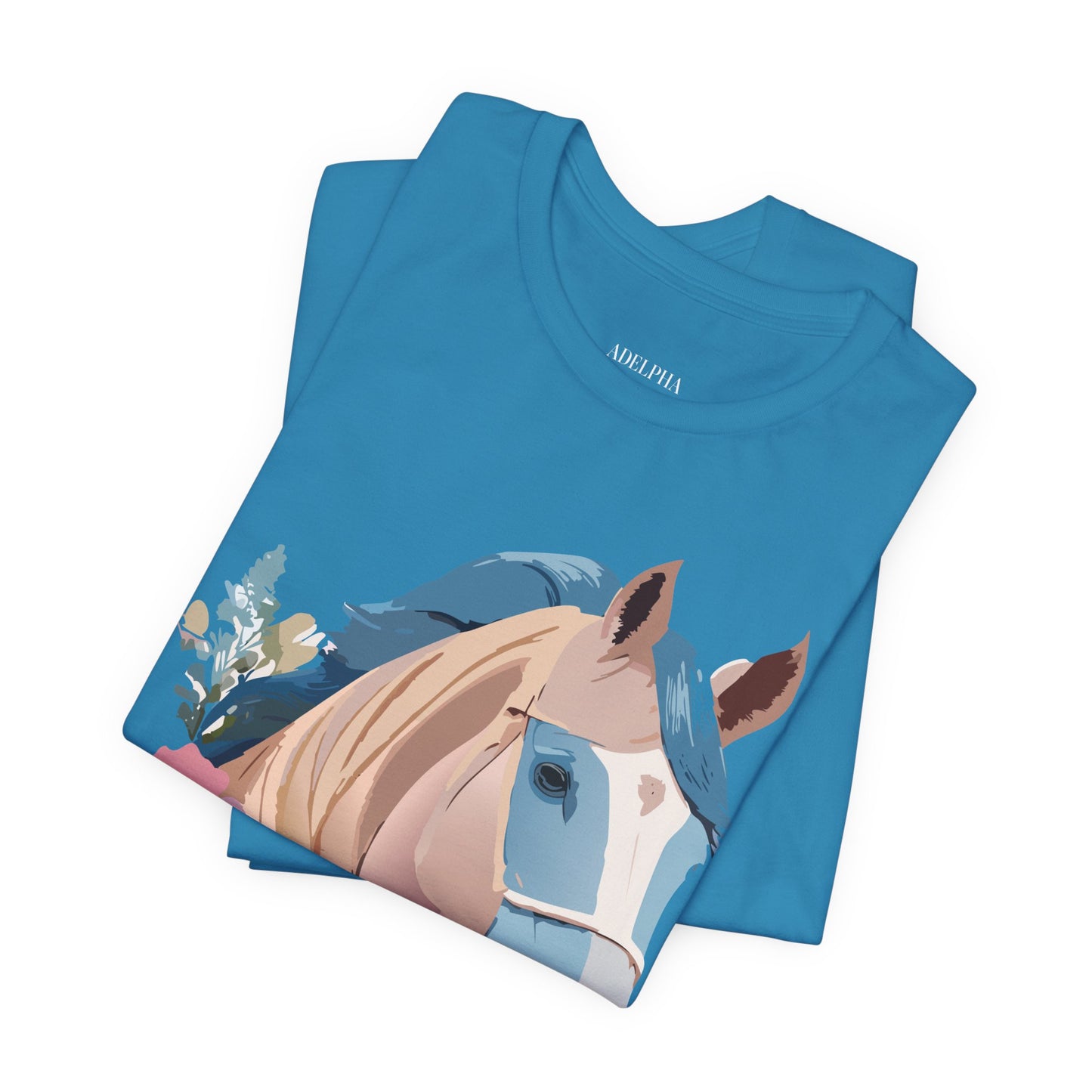 Natural Cotton Tee Shirt with Horse