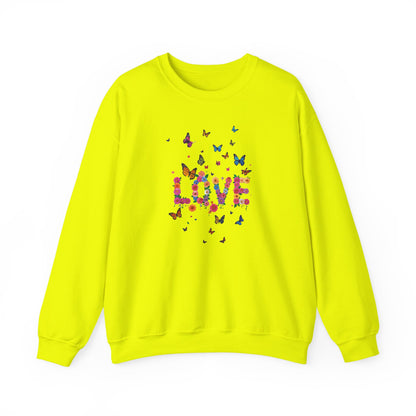 Unisex Floral Love Butterfly Sweatshirt 50 50 Cotton Poly Valentines Day