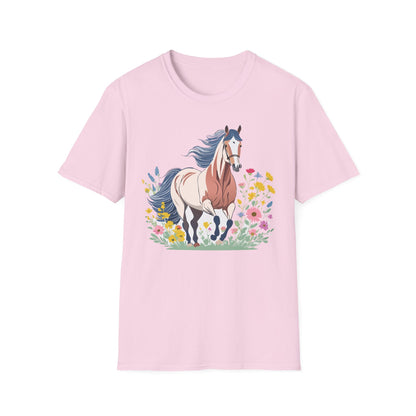 Unisex Horse Tee Softstyle Cotton Shirt With Animals Design Graphic