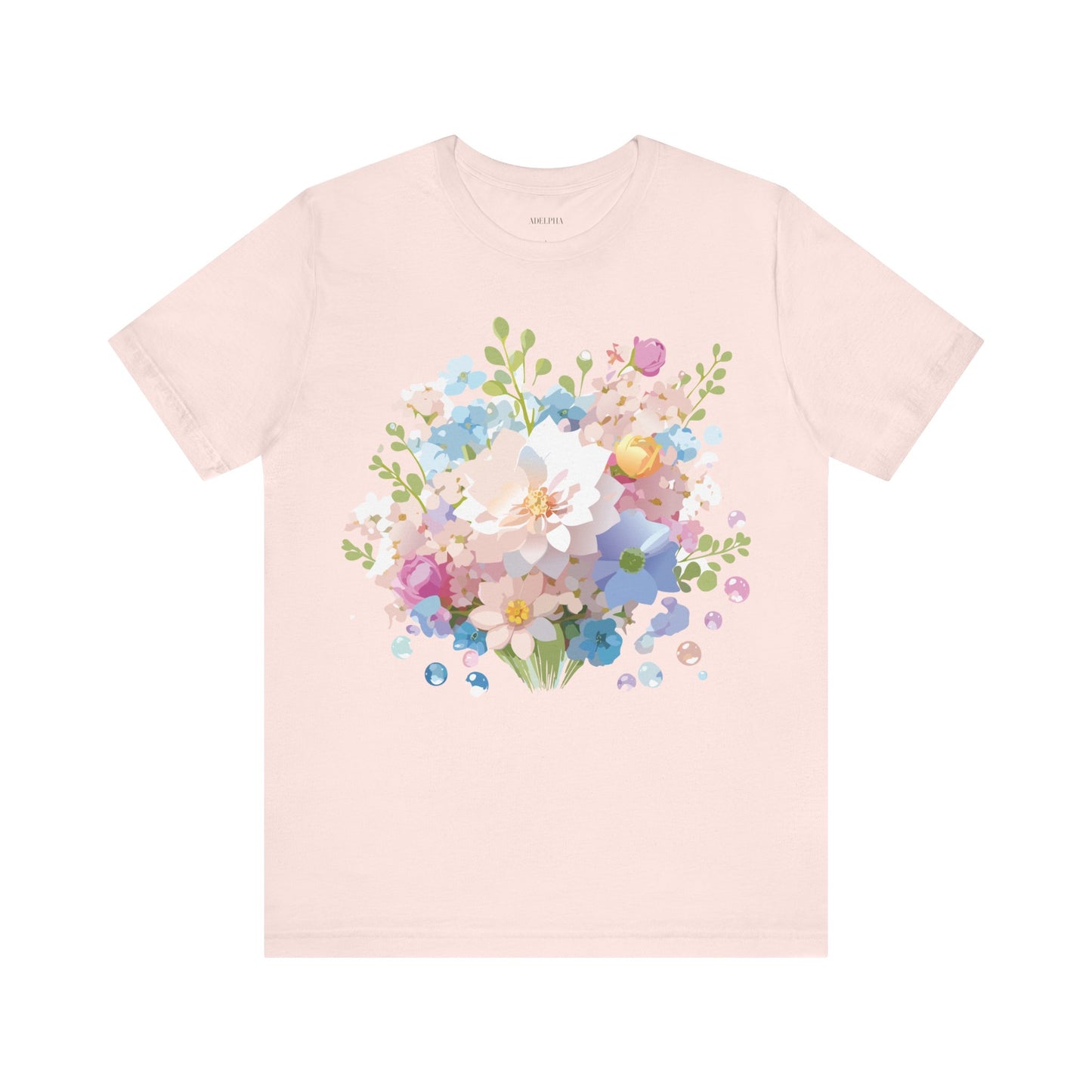 Natural Cotton Tee Shirt with Flowers