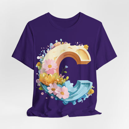 Natural Cotton Tee Shirt - Letters Collection - C Printify