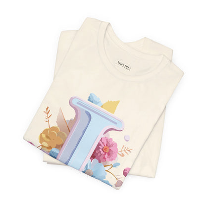 Natural Cotton Tee Shirt - Letters Collection - I Printify