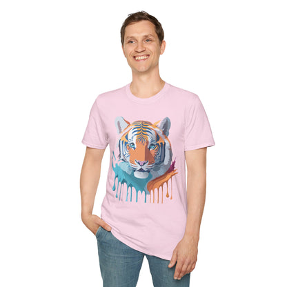 Tiger Print Shirt Unisex Softstyle Tee 100 Percent Ring Spun Cotton