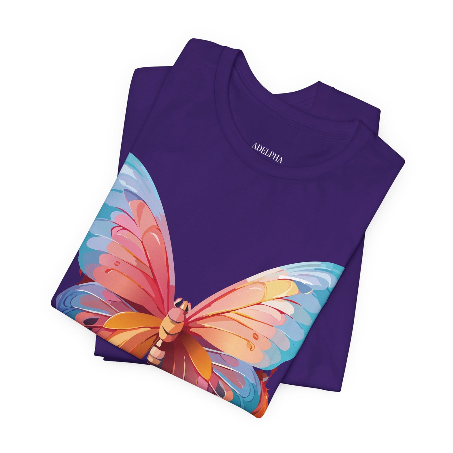 Natural Cotton Tee Shirt with Butterfly