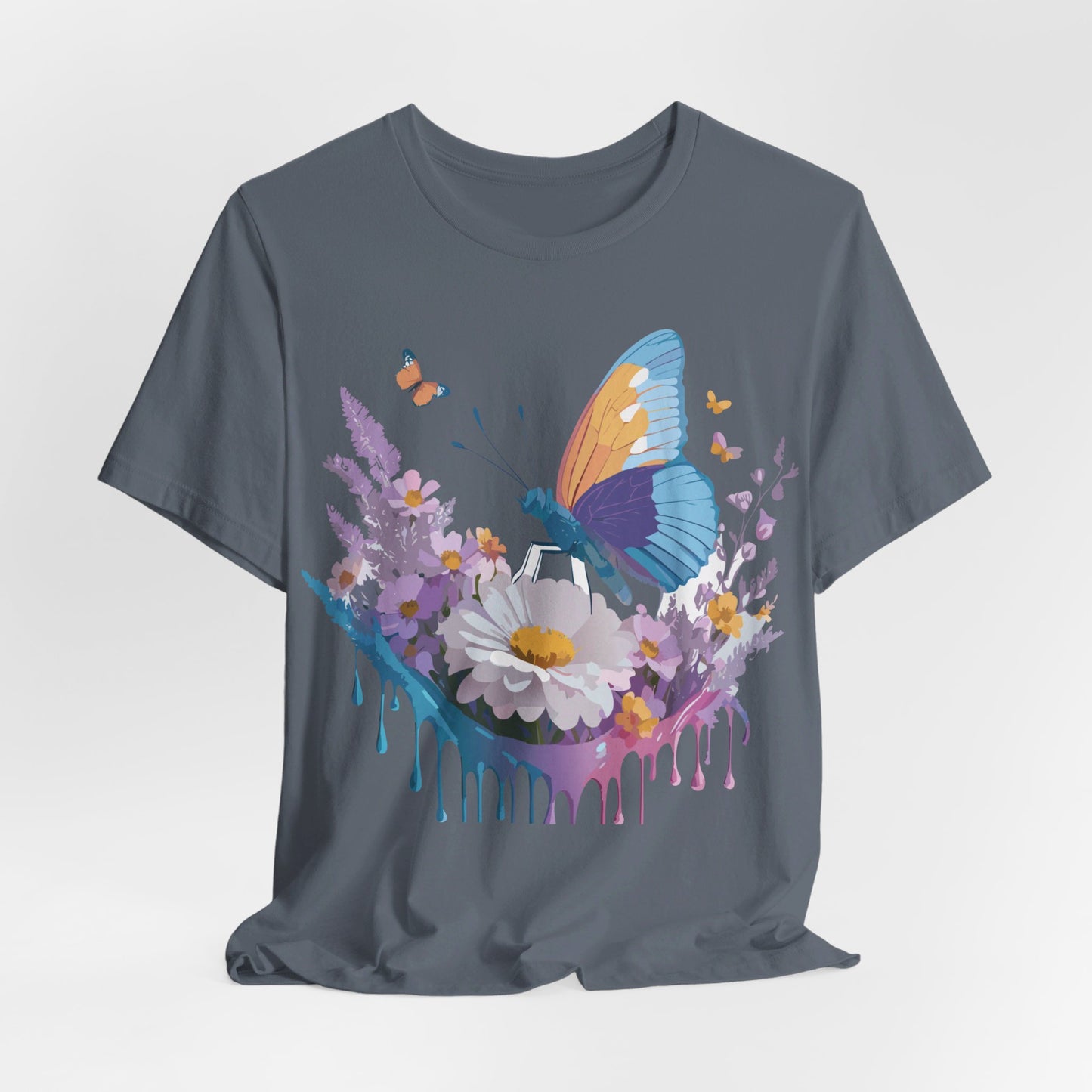 Natural Cotton Tee Shirt with Butterfly