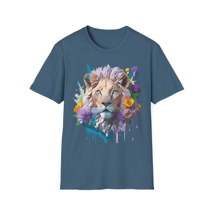 Unisex Lion Shirt Floral Lion Tee Animal Print Tee Gildan 64000