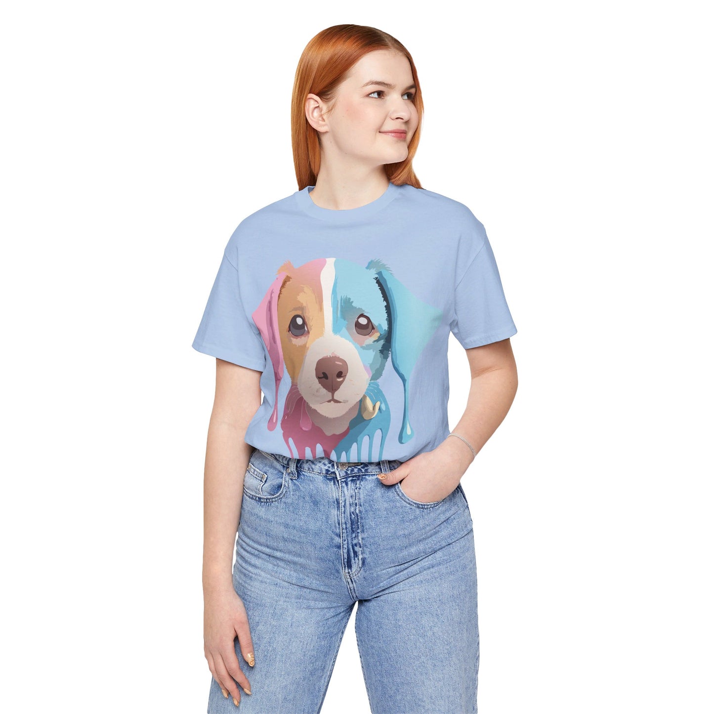 Natural Cotton Tee Shirt with Dog