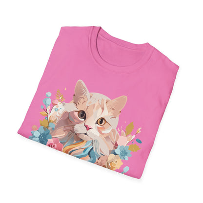 Unisex Cat Shirt Kitten Tee Cat Lover Tee Softstyle 64000 Gildan
