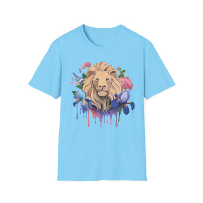 Unisex Softstyle Lion Shirt Floral Lion Tee Animal Print Graphic Tee