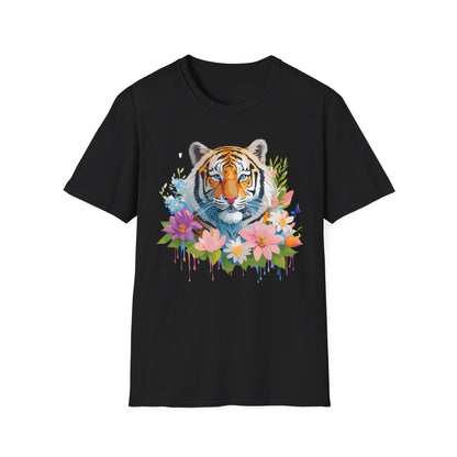 Tiger Print Unisex Softstyle T Shirt 100 Percent Ring Spun Cotton Tee
