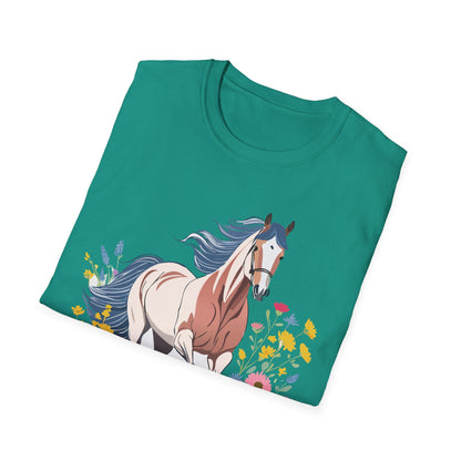 Unisex Horse Tee Softstyle Cotton Shirt With Animals Design Graphic