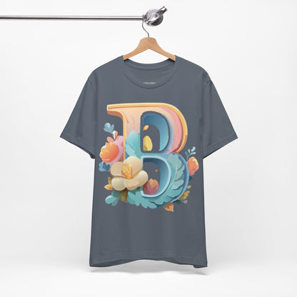 Natural Cotton Tee Shirt - Letters Collection - B Printify