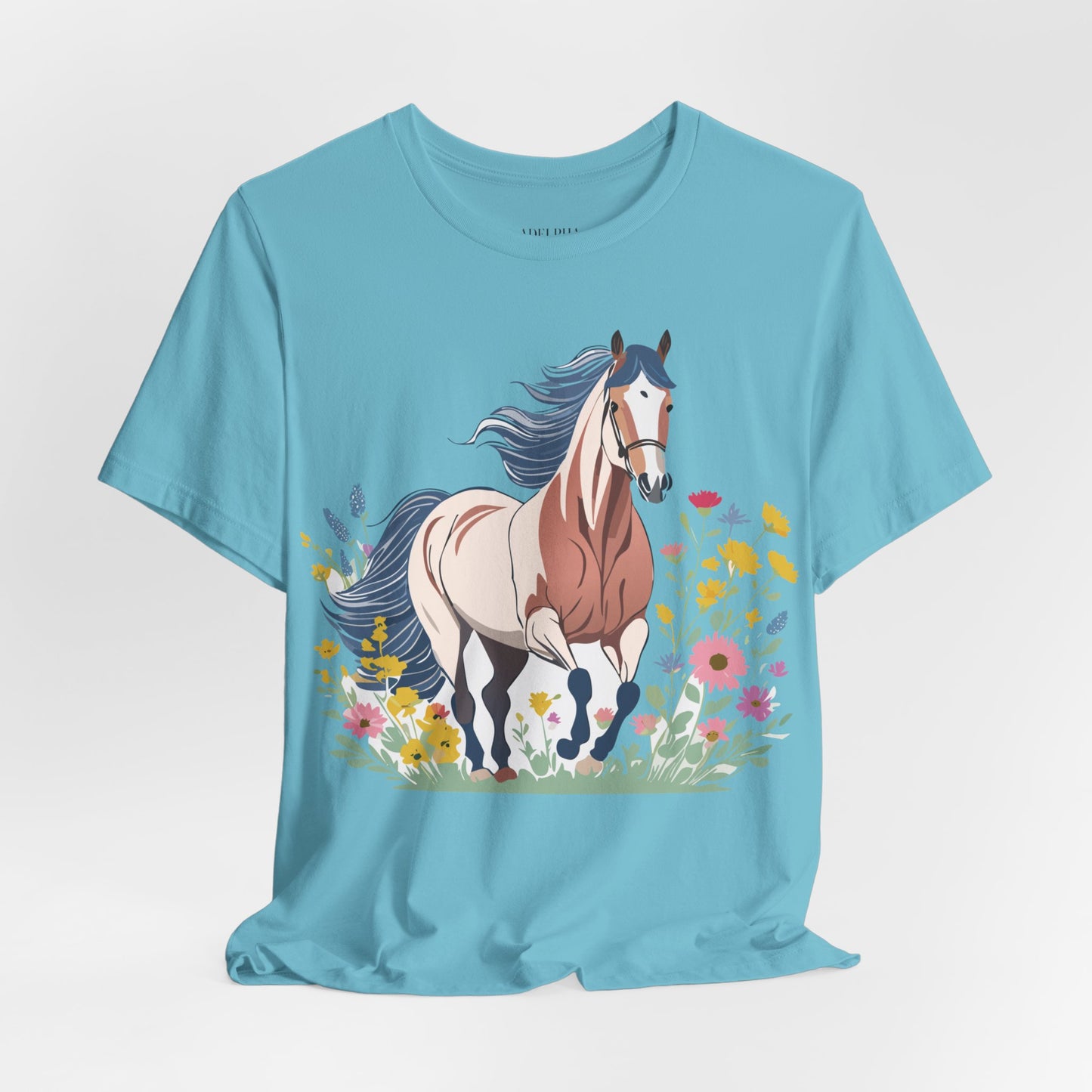 Natural Cotton Tee Shirt with Horse