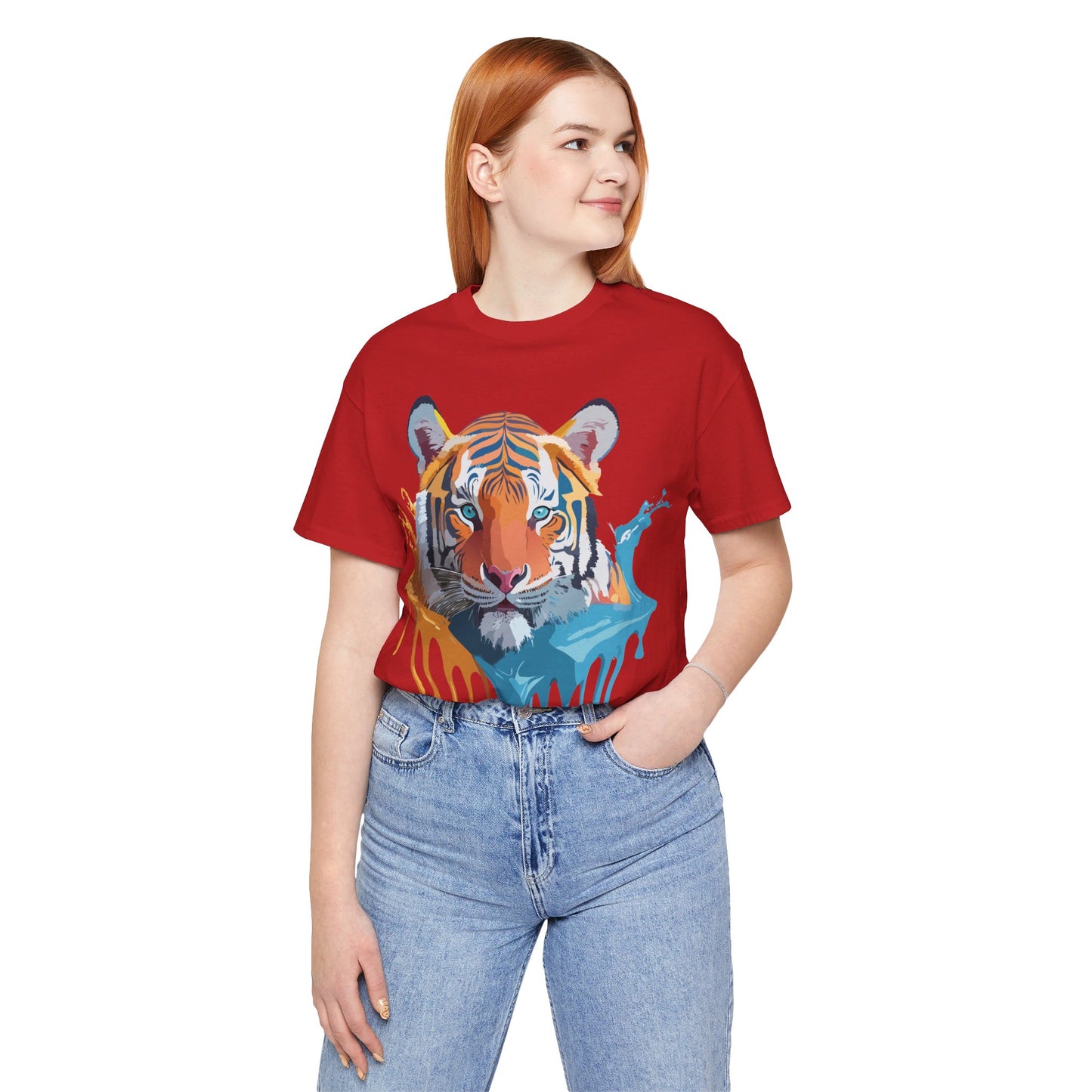 Natural Cotton Tee Shirt with Tiger