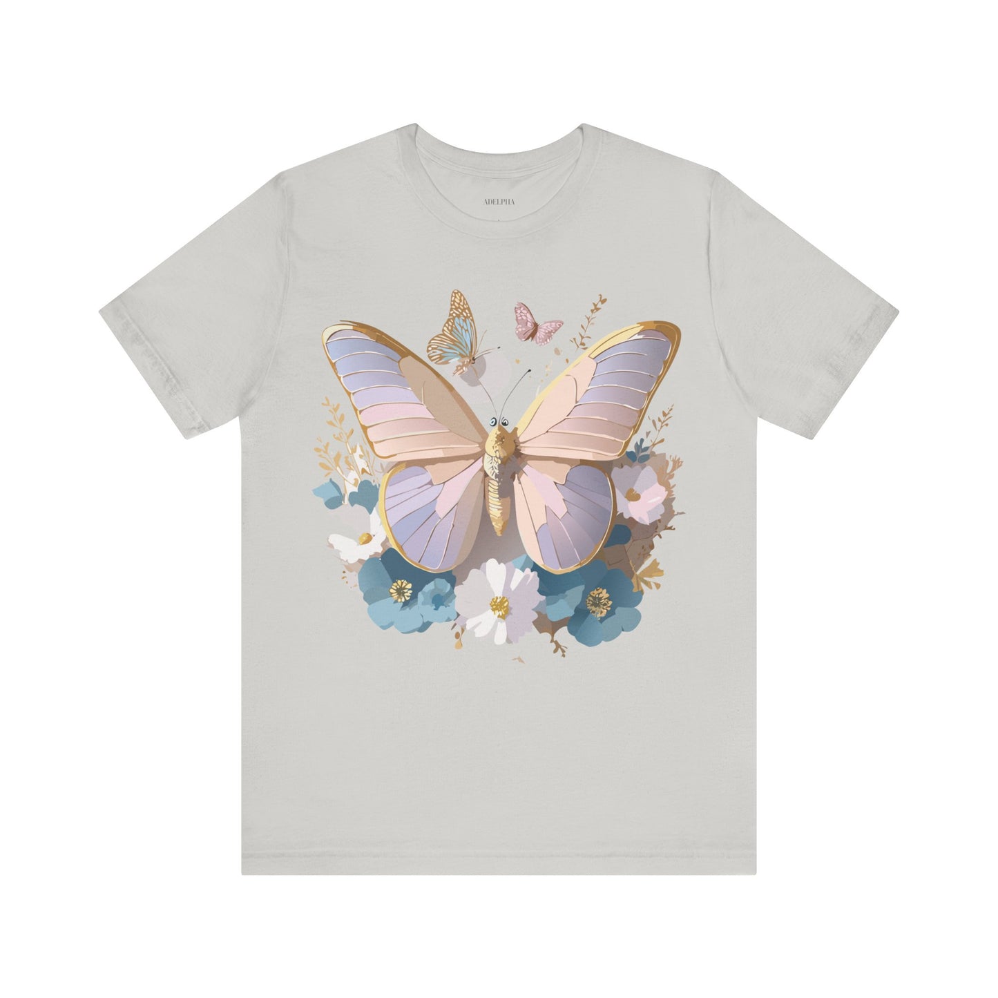 Natural Cotton Tee Shirt with Butterfly