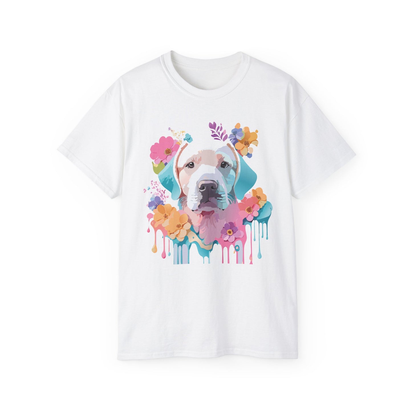 Animal Shirt, Tee Shirt with Animals, Floral Dog T-Shirt