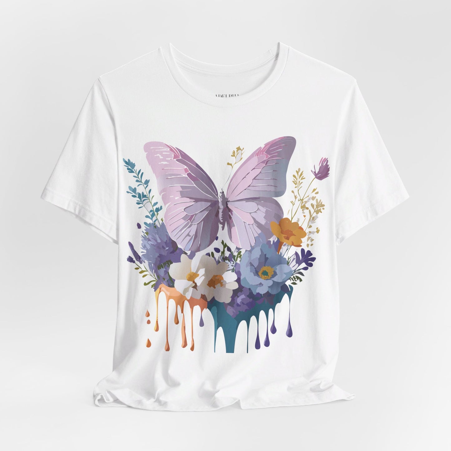 Natural Cotton Tee Shirt with Butterfly