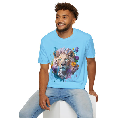Unisex Lion Shirt Floral Lion Tee Animal Print Tee Gildan 64000