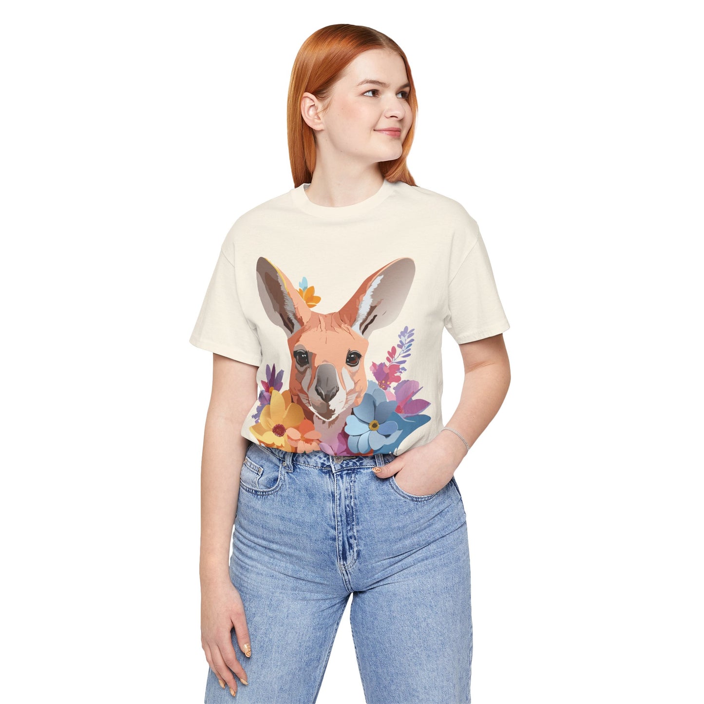 Natural Cotton Tee Shirt with Kangaroo