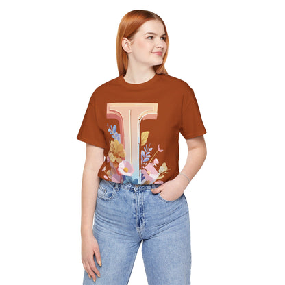 Natural Cotton Tee Shirt - Letters Collection - I Printify