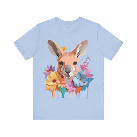 Natural Cotton Tee Shirt with Kangaroo