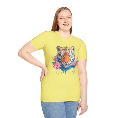 Tiger Unisex Softstyle T Shirt 100 Percent Cotton Gildan 64000 Animal Tee